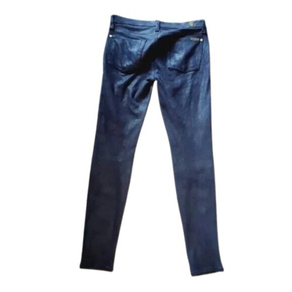 7 For All Mankind coated skinny jeans black women’s size 27 - Picture 2 of 4